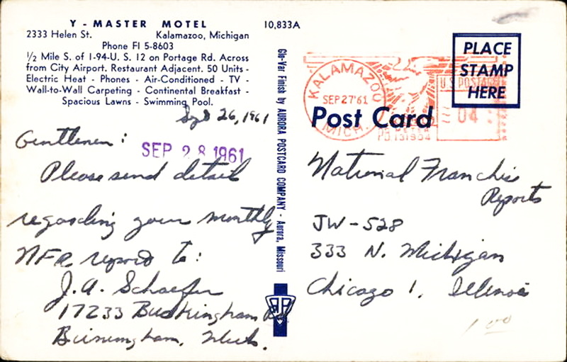 Airport Inn (Y-Master Motel) - Postcard